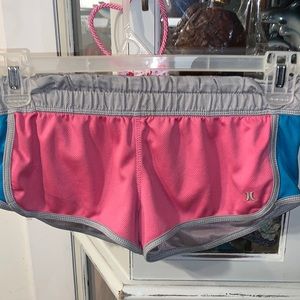 Hurley Pink and Blue Athletic Shorts 🖤